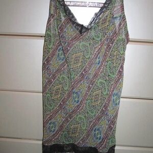 victoria’s secret green & pink paisley slip dress